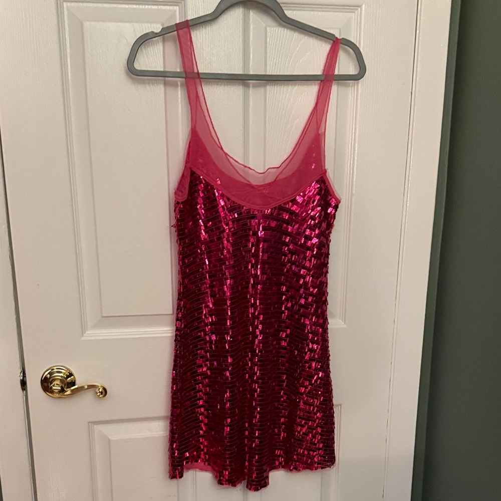Free People Hot Pink Sequin Mini Dress - Picture 2 of 4